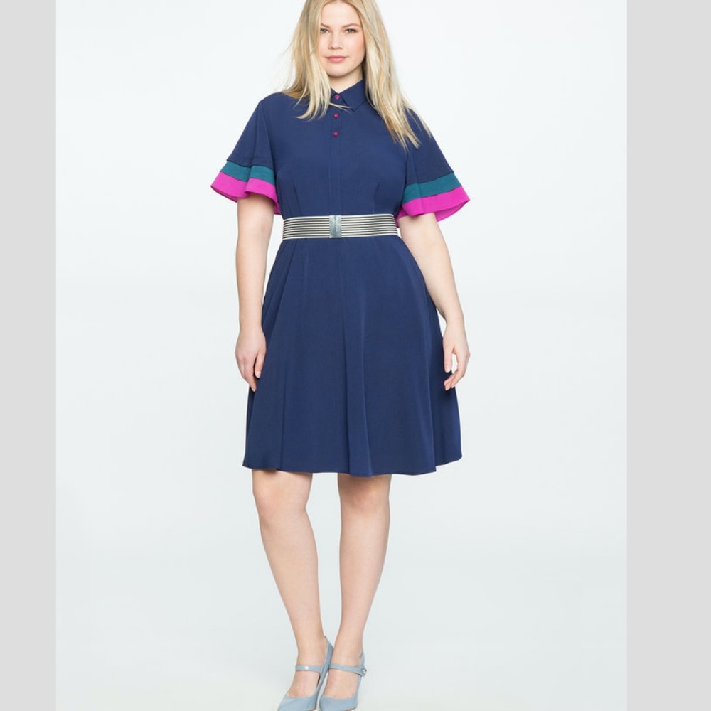 Eloquii Tiered Sleeve Fit and Flare Dress